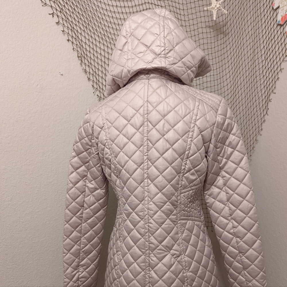 Via Spiga Women's Diamond Quilted Mid-Length Winter Jacket with Attached Hood - Picture 5 of 11